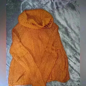 charlotte russe chunky cowl neck sweater rustic orange
